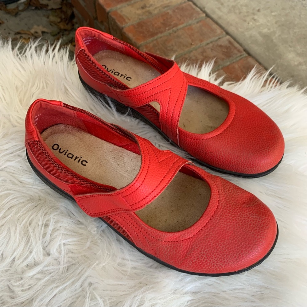 Oviaric Women's Red Mary Jane Shoes Size 7.5